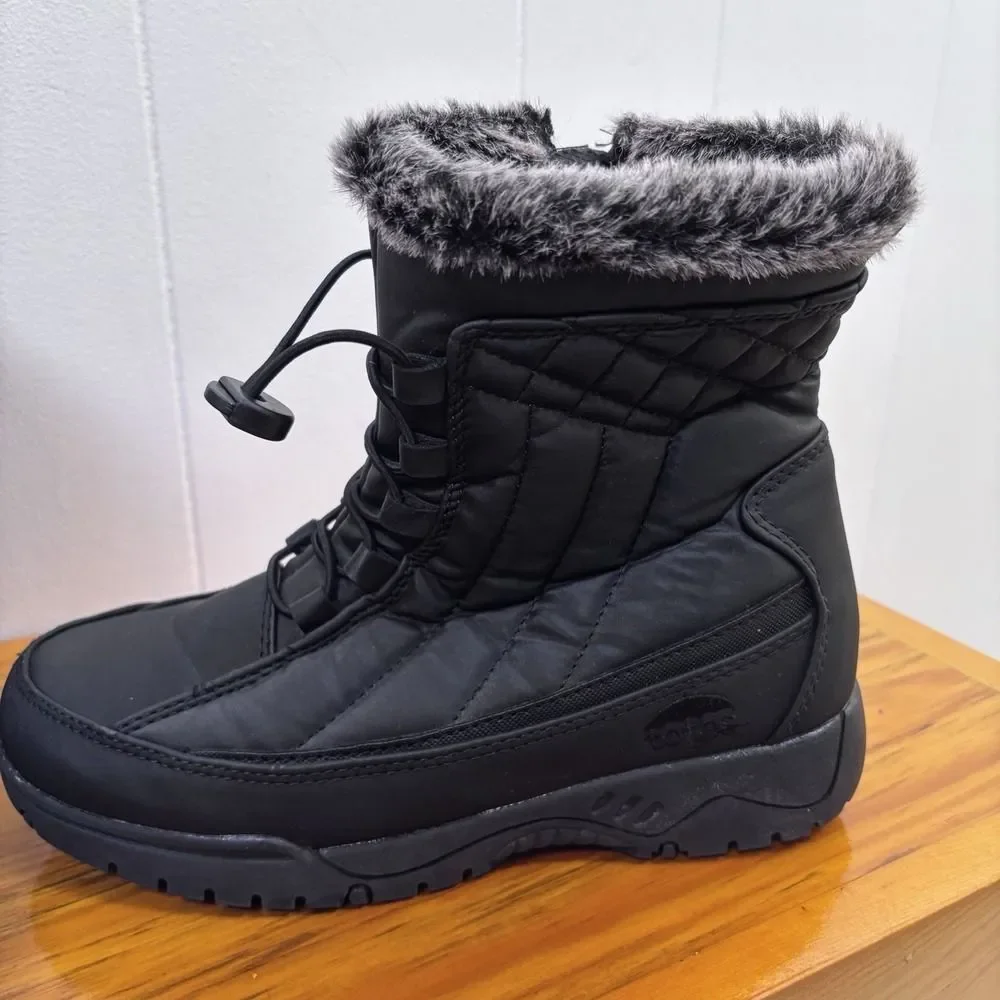 Totes‎ Eve Fur Lined Women's 6M Snow Boots Waterproof All Weather Winter Black